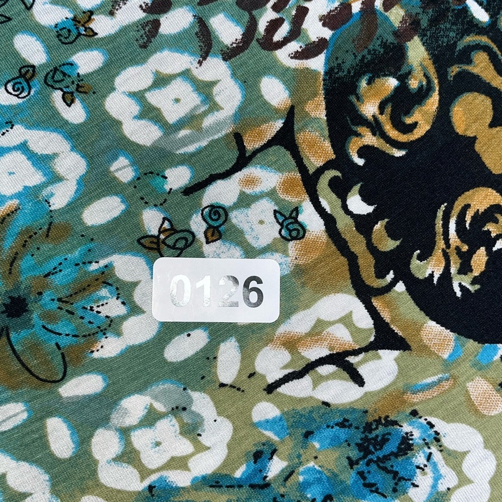Bila Green and Blue Asymmetrical Cap‎ Sleeve Blouse - Picture 7 of 8